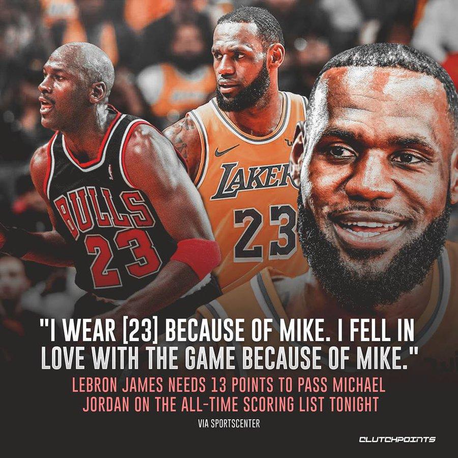 詹姆斯只需要再得到13分，就能