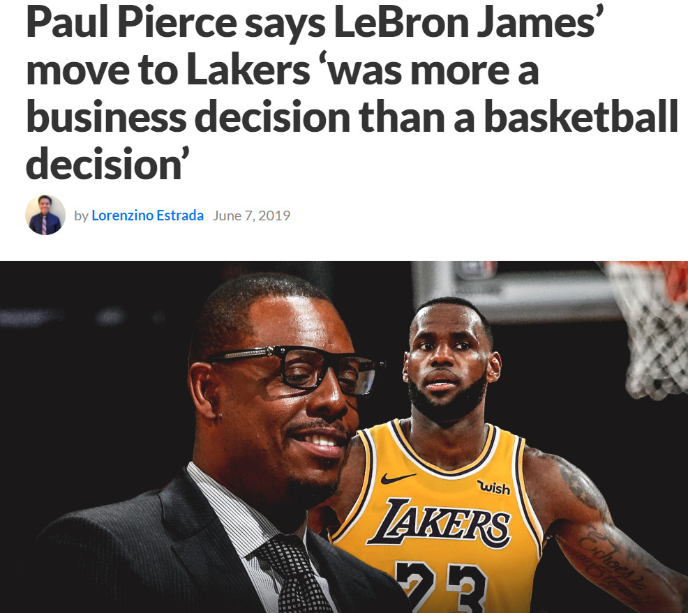 老詹去湖人更多是为了商业帝国？