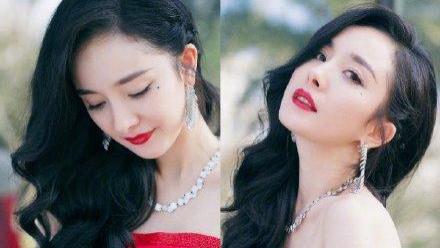 杨幂高衩大波浪红裙凸显好身材，这是杨幂自离婚之后最好的展示
