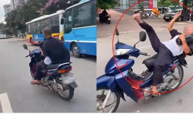 越南大爷不得了 用脚骑摩托车引围观 耍够威风后却进了警察局 社会资讯 娱乐新闻网