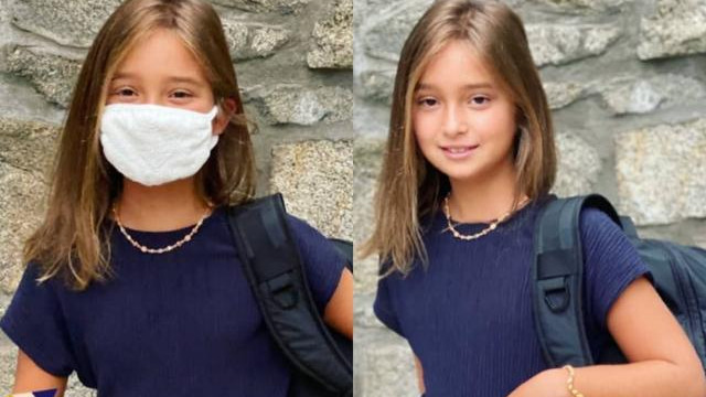 伊万卡庆祝女儿返校，9岁女儿戴金链子准备俩口罩，大书包压弯腰