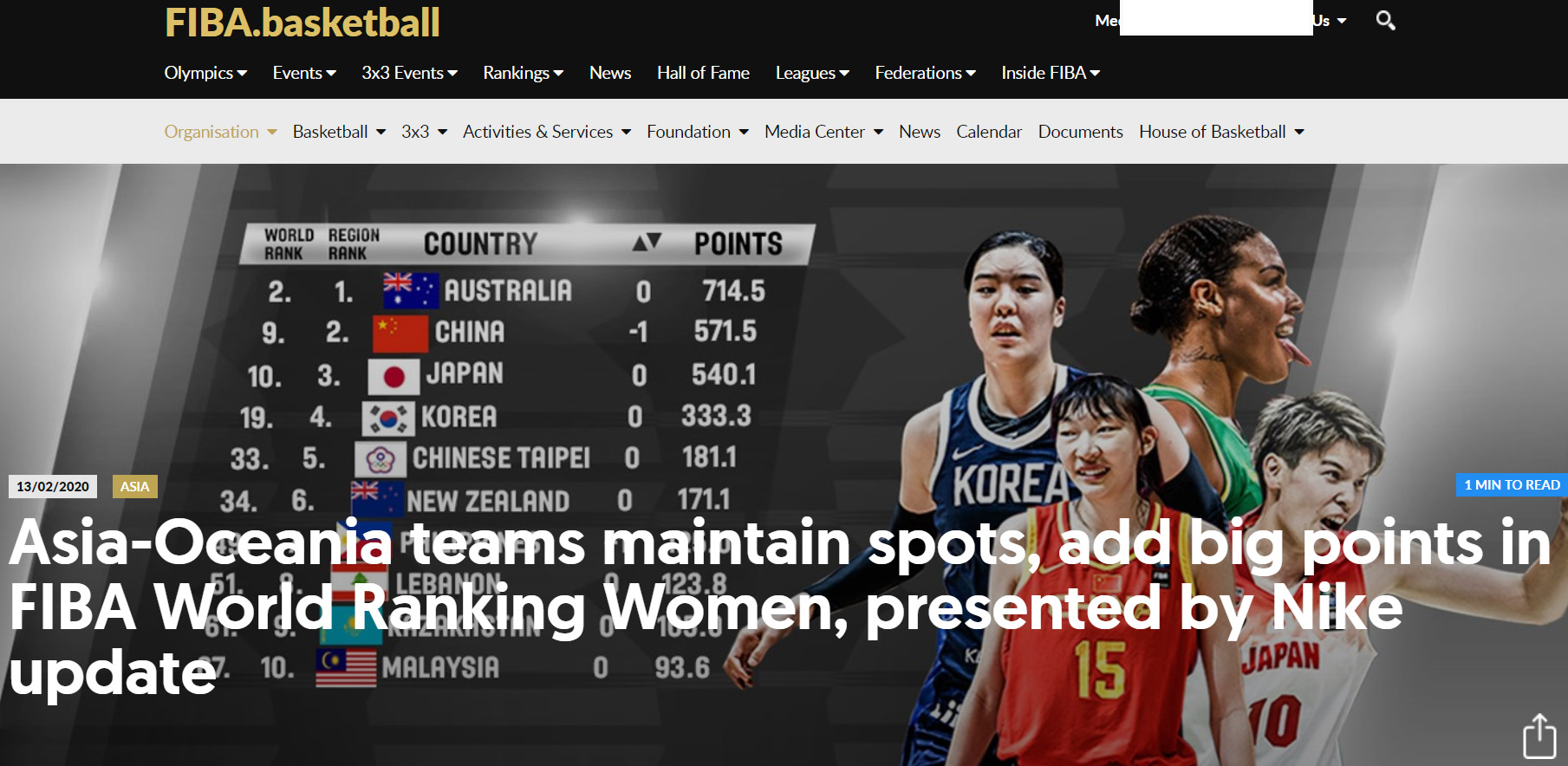 中国女篮不升反降？！FIBA更