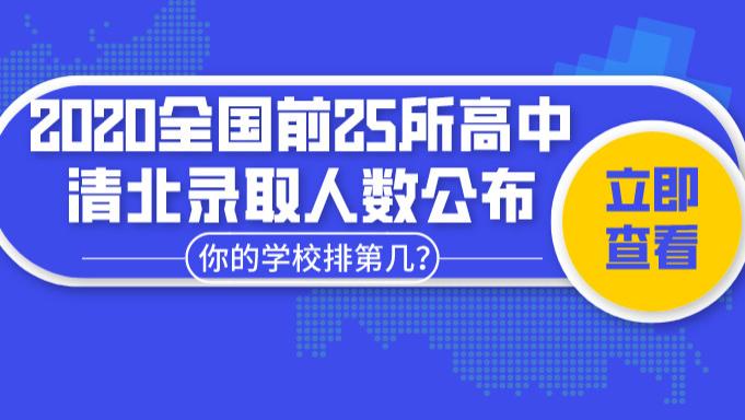 全国前25所高中2020清北录取人数公布，你的学校排第几？