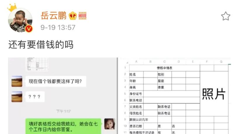 岳云鹏|岳云鹏婉拒助理借钱，晒出借钱申请表，七个工作日给答复