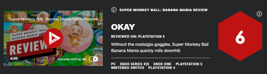 IGN为《超级猴子球：香蕉狂热