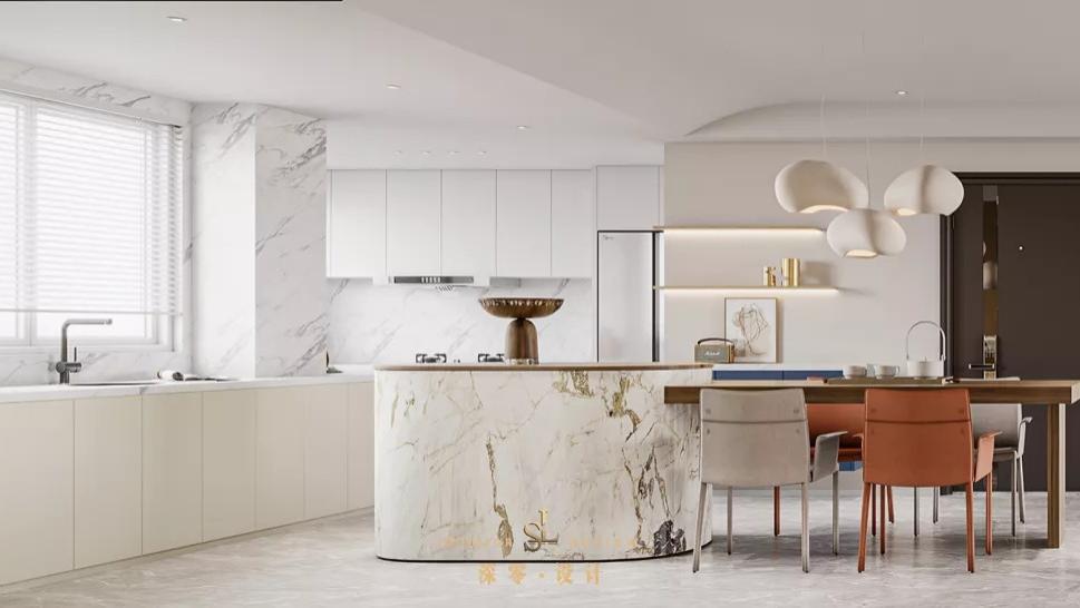 136㎡白墙原木与现代风结合，中西双厨巧妙搭配，颇有一番韵味~