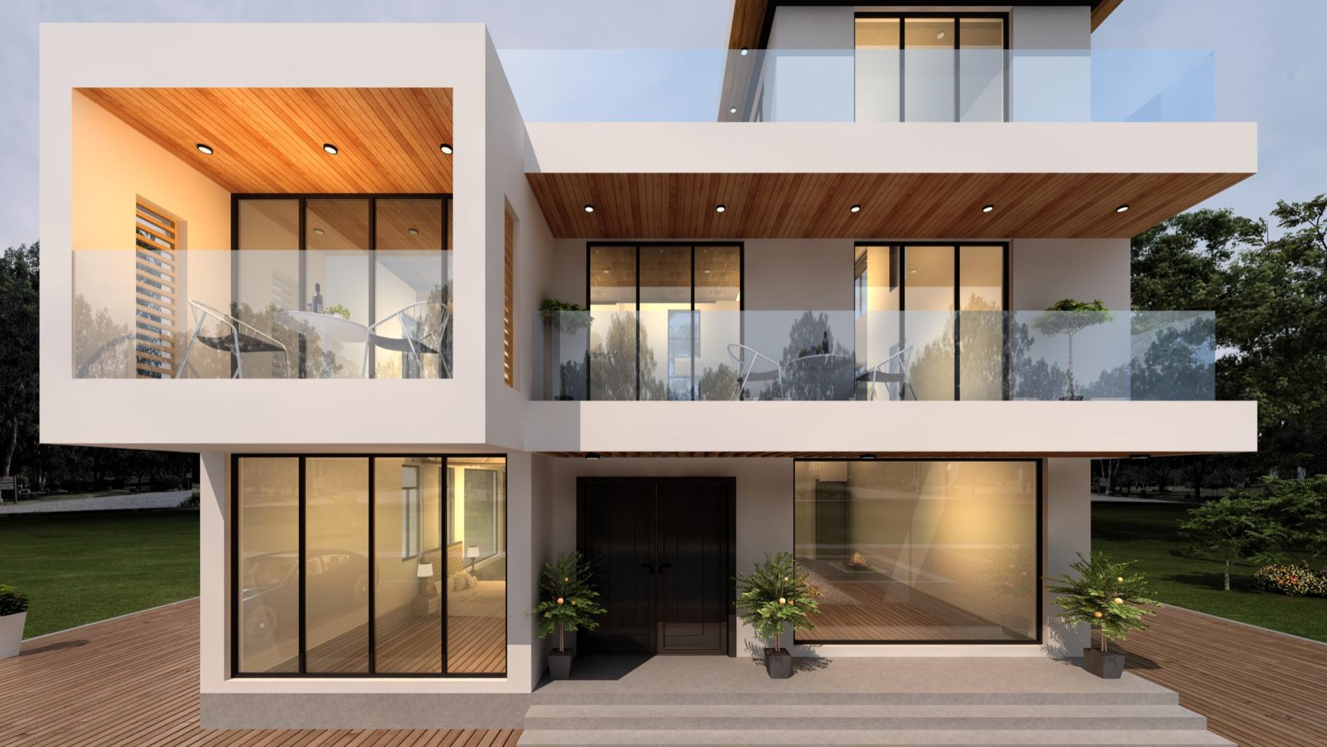 落地窗设计通透大气，卧室都带独卫的布局