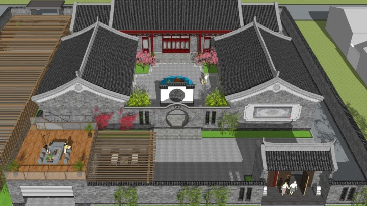 面宽\t27.2米 进深 32.2米 河北唐山王家中式三合院