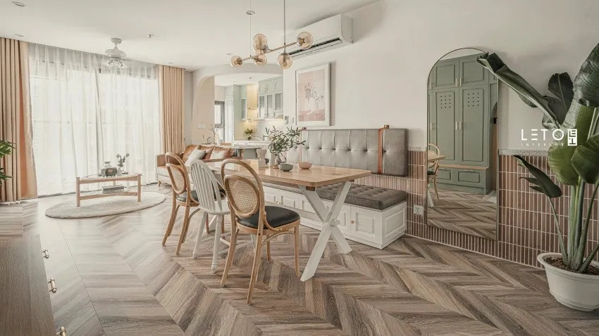 99㎡亲子宅，复古摩登风，微甜又撩人