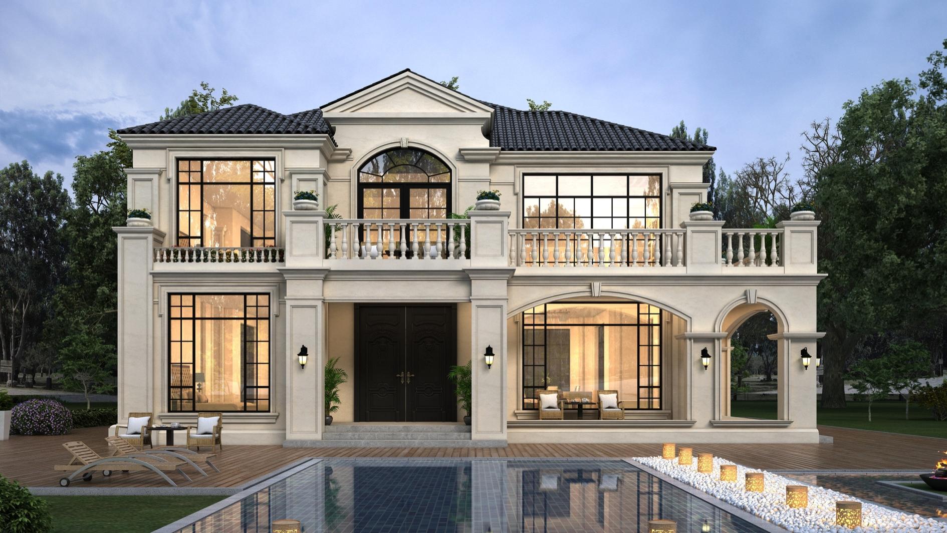 震撼欧式大占地住宅，景观连廊带来别样体验