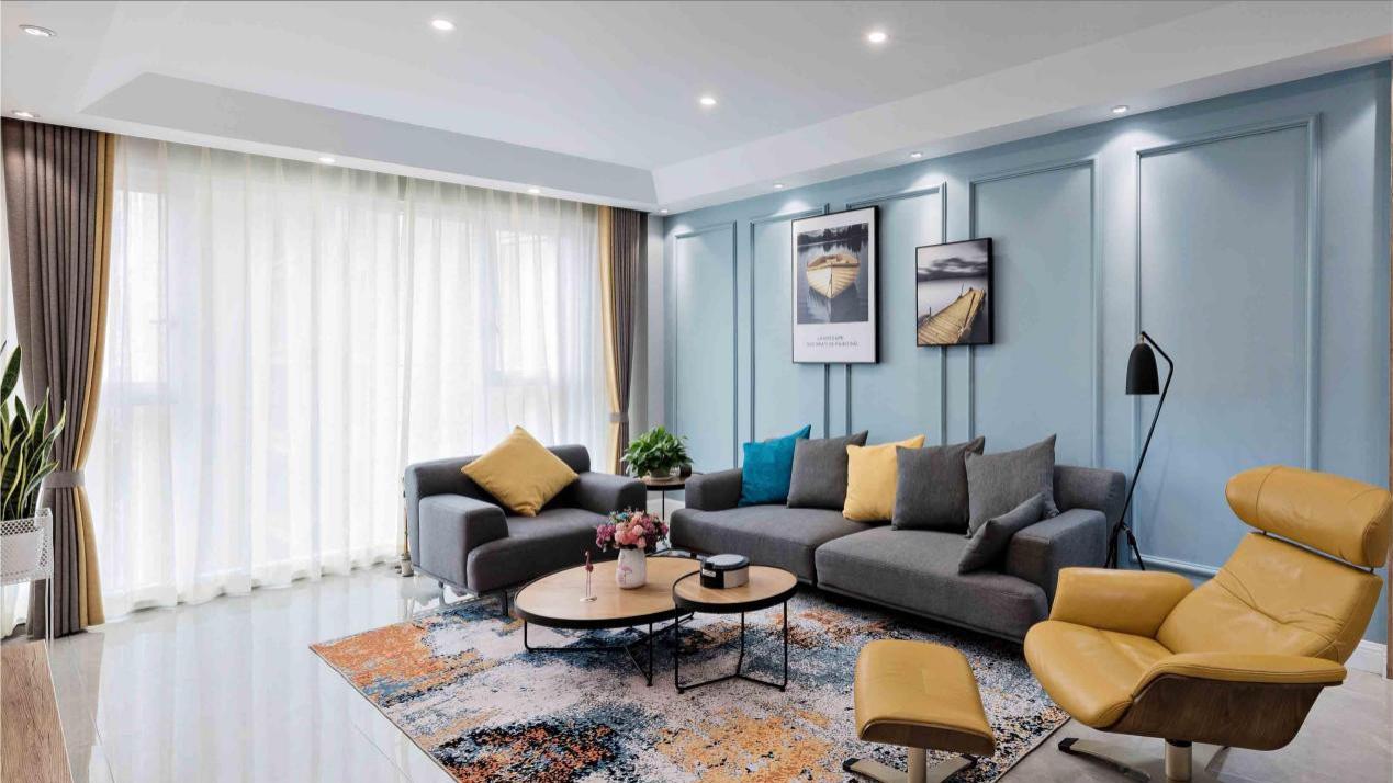 110㎡北欧风，清新蓝打造层次感，简单又舒适的家居属性！