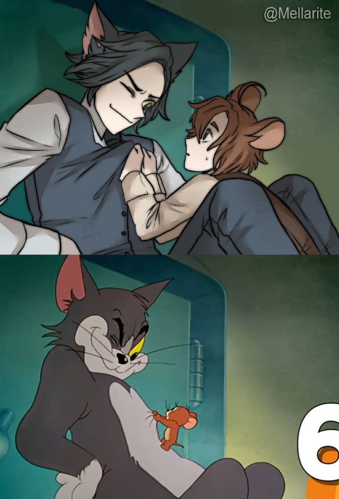 画师@mellarite绘制出《猫和老鼠》的拟人化,要是老鼠杰瑞和猫咪汤姆