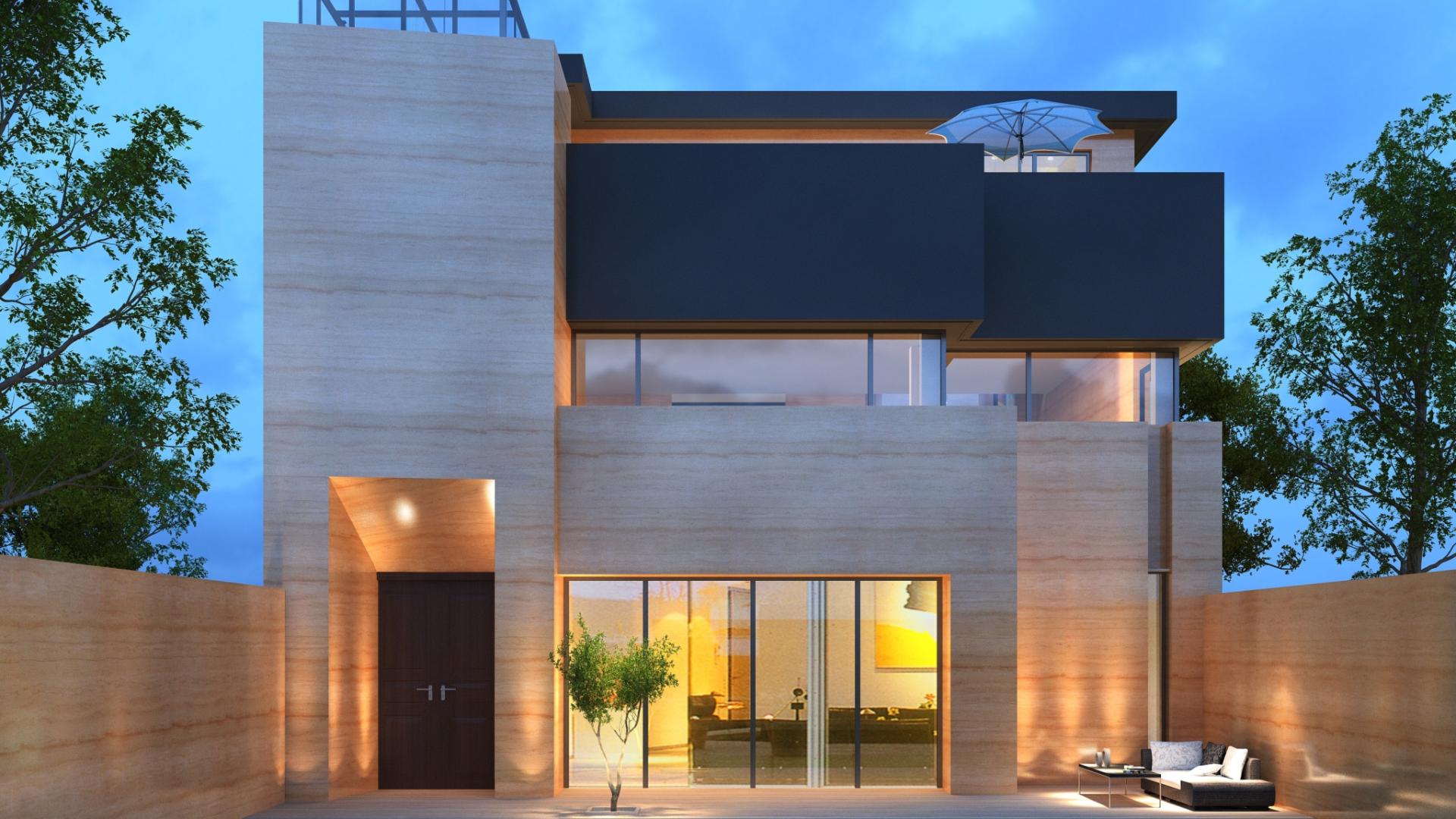 现代三层不规则户型，顶层露台+阳光房