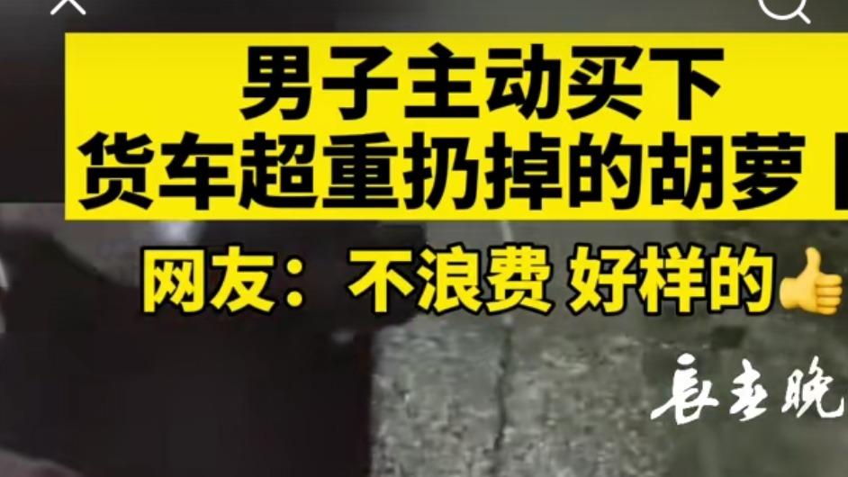 牧风芳华 货车司机扔掉超重的胡萝卜，路过男子的行为让人暖心了