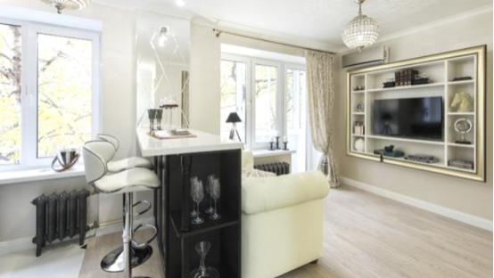 新古典风格装饰27㎡小户型，餐厅配多功能吧台，整体感觉确实不一样