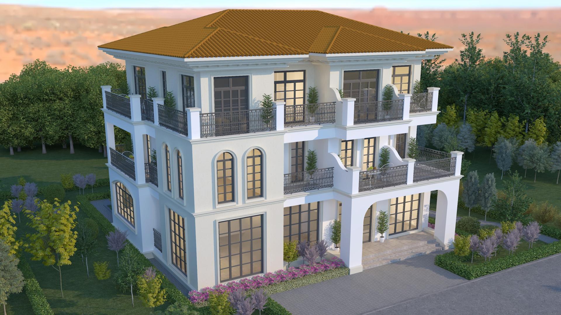 简欧风三层民宿，纯净洁白外观有婚礼殿堂感