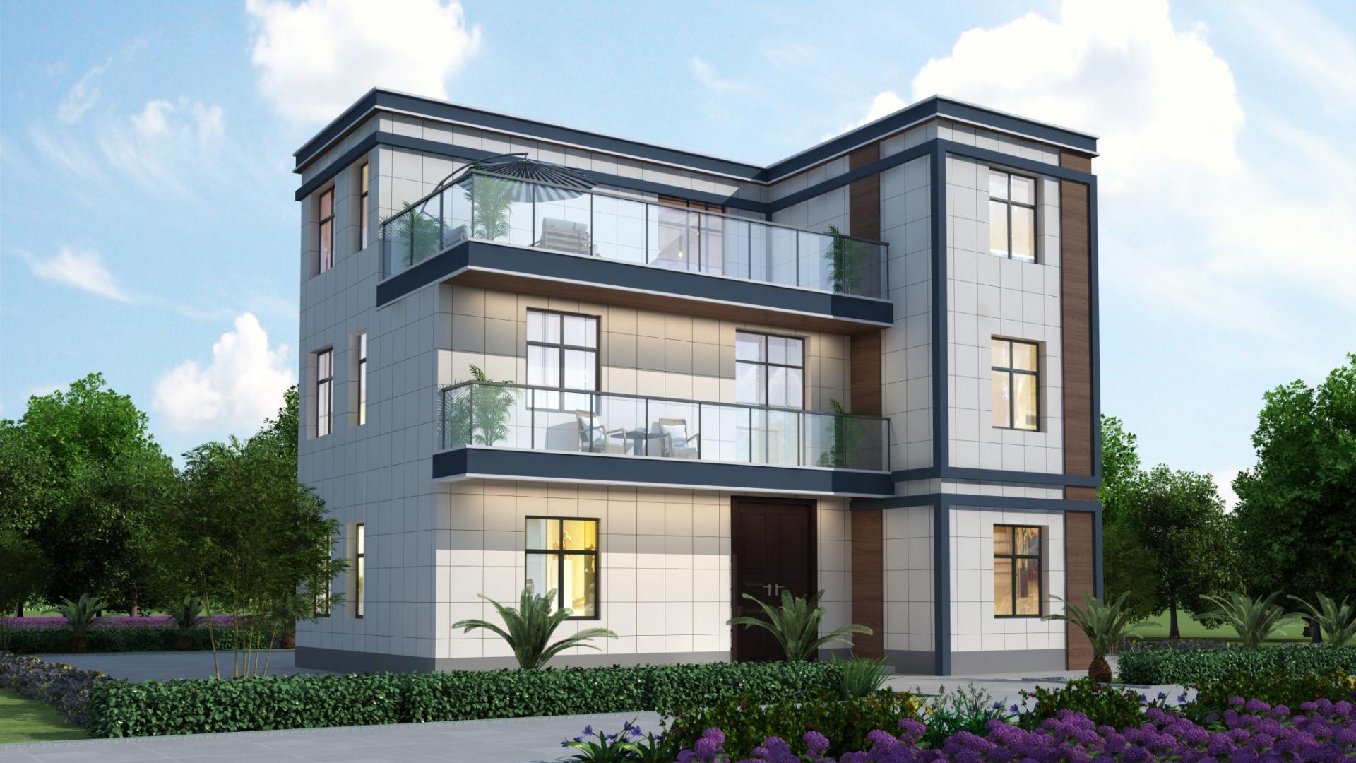 三层住宅侧边不开窗，宽敞露台悠闲惬意