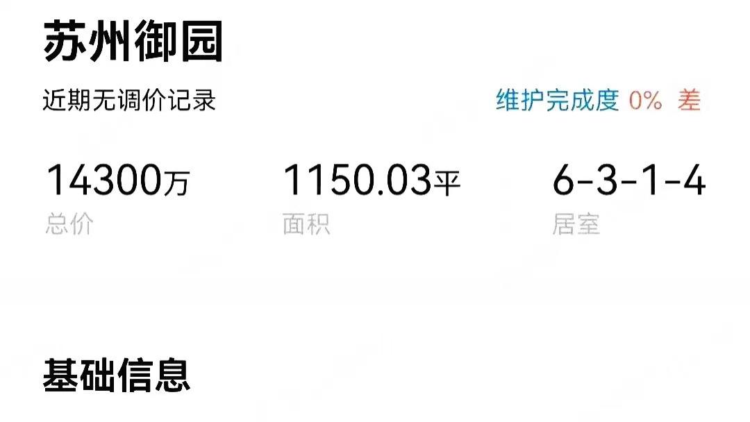 总价1.1亿元 苏州二手房成交总价天花板又被捅破