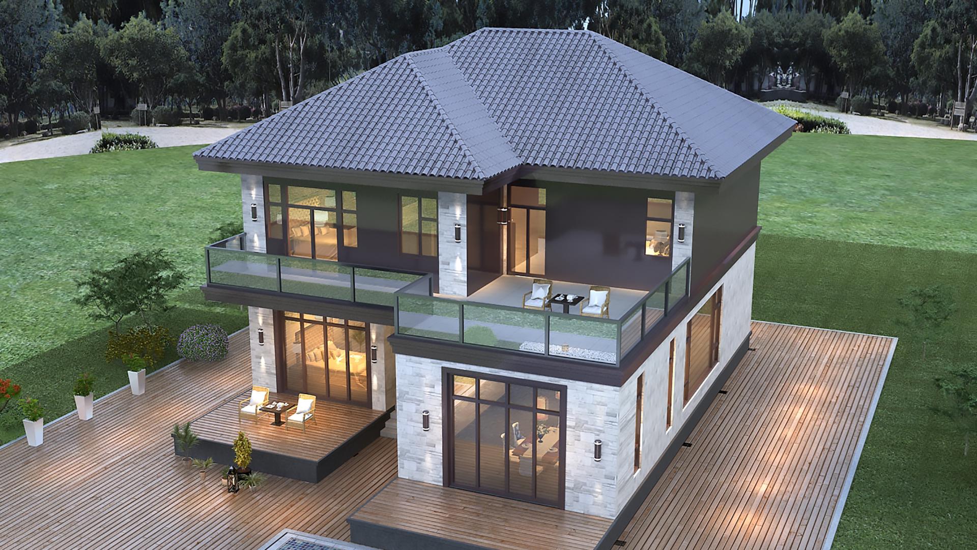 中西厨房皆有，卧室都带独卫的二层别墅