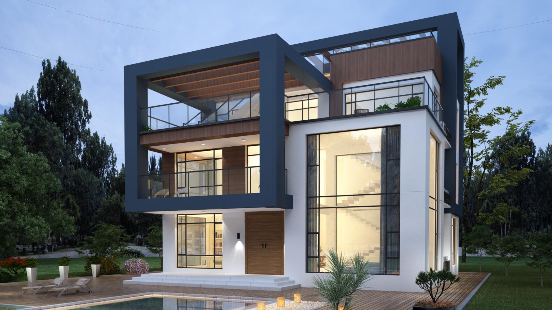 占地190方的现代风住宅，顶层泳池惬意十足