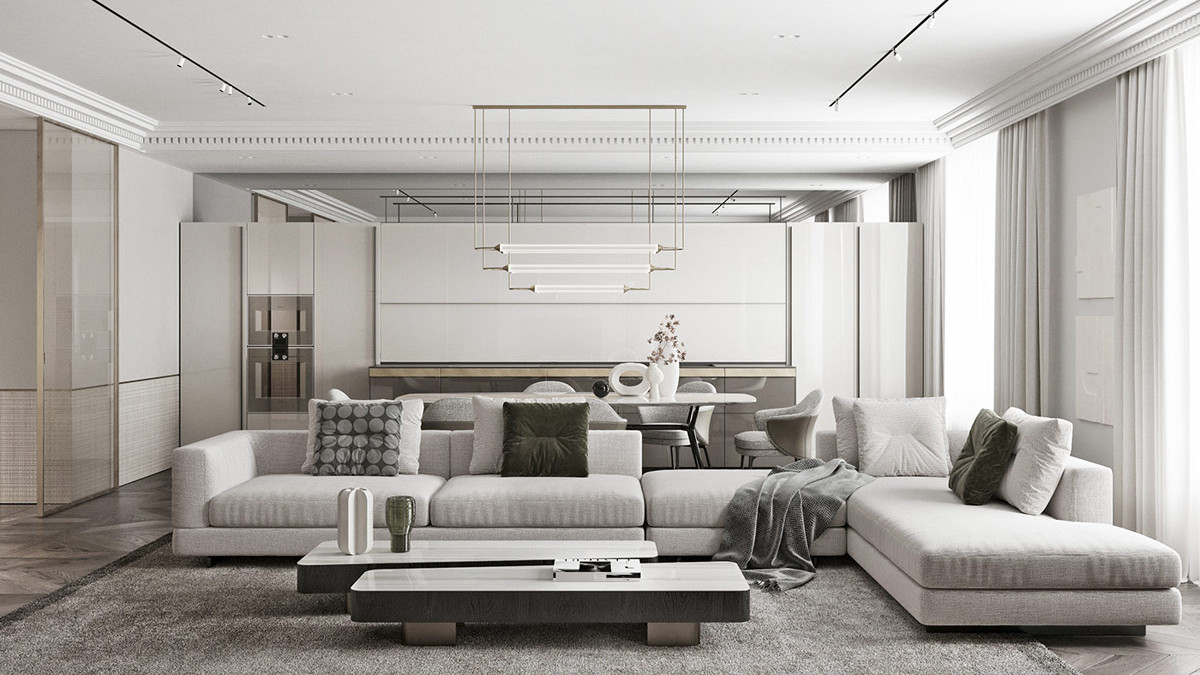 230㎡开放式公寓，创意性设计，经典时尚的色调，居住体验非同一般
