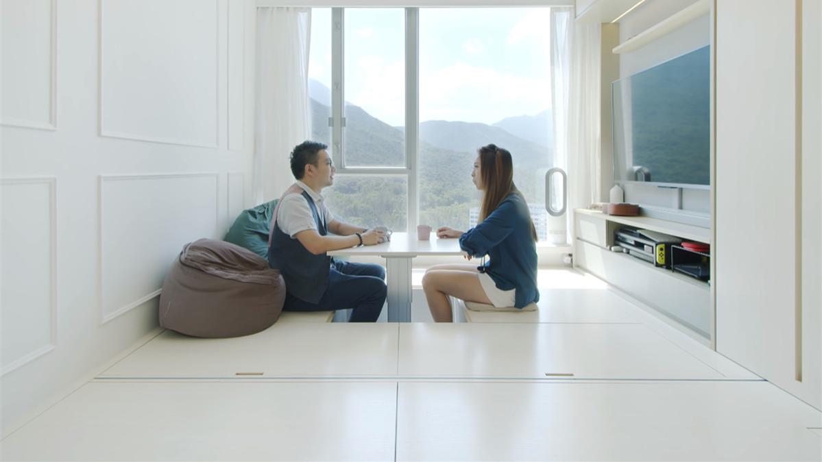 香港80后夫妻买下45㎡小家，搭起地台将两室变三室，网友：真的服