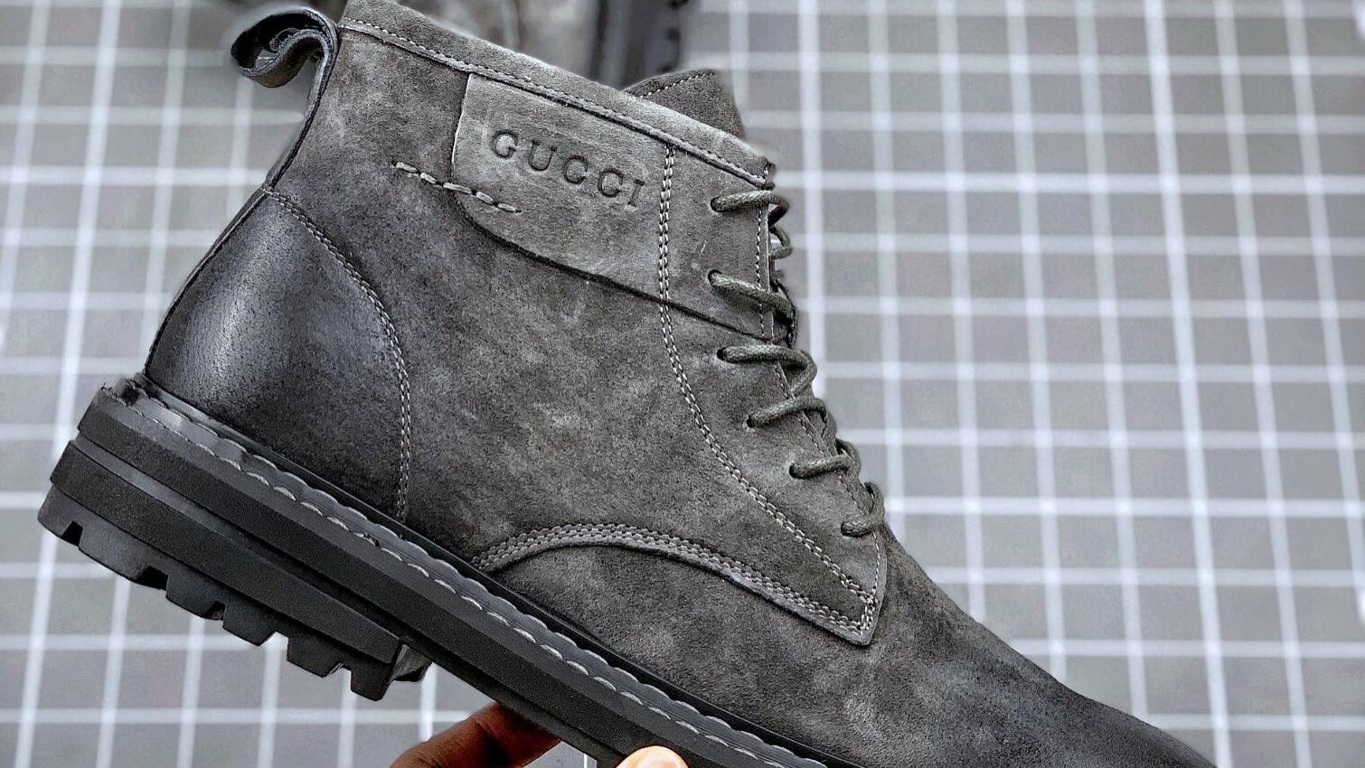 Gucci Screener GG High-Top Sneaker 经典复古高帮百搭做旧休闲马丁靴