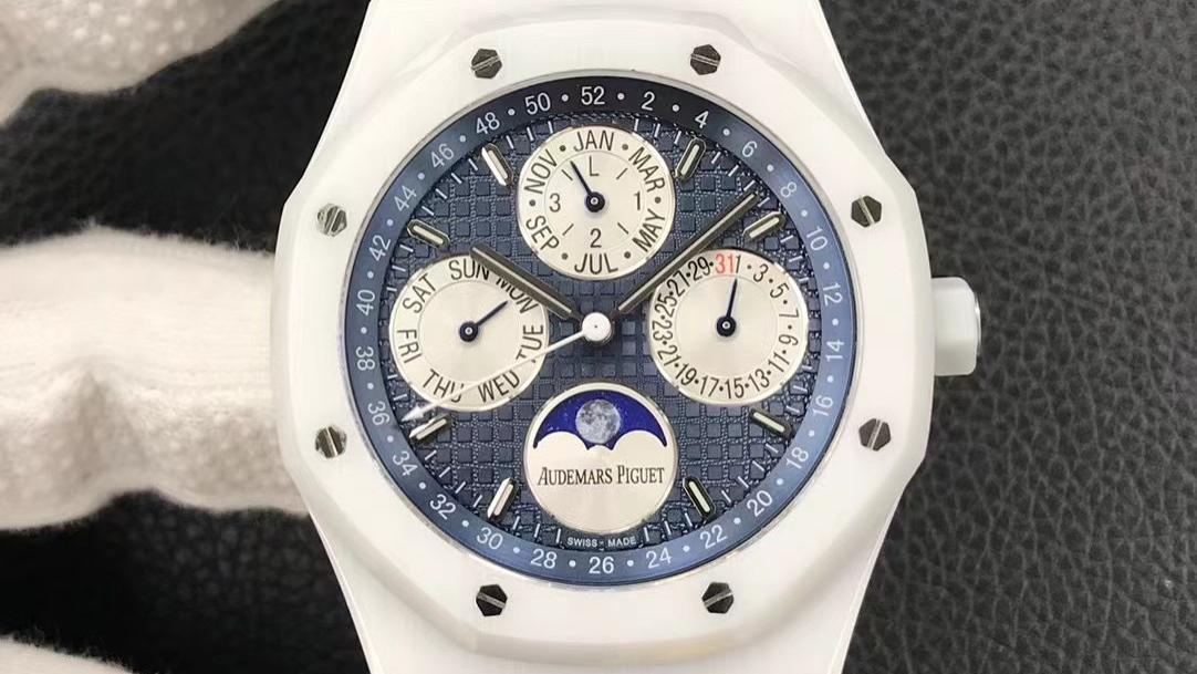 爱彼|APS爱彼评测—APS厂皇家橡树万年历复刻表白陶瓷一眼假吗？