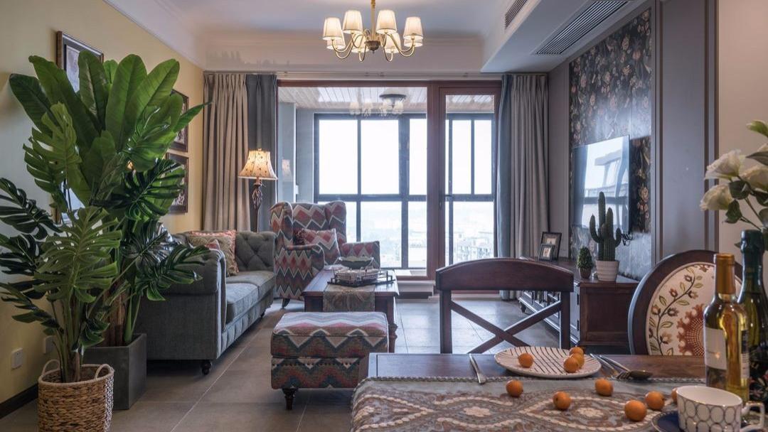 家居超人|用绿植装扮家居空间，打造清新的美式三居室，很适合做婚房