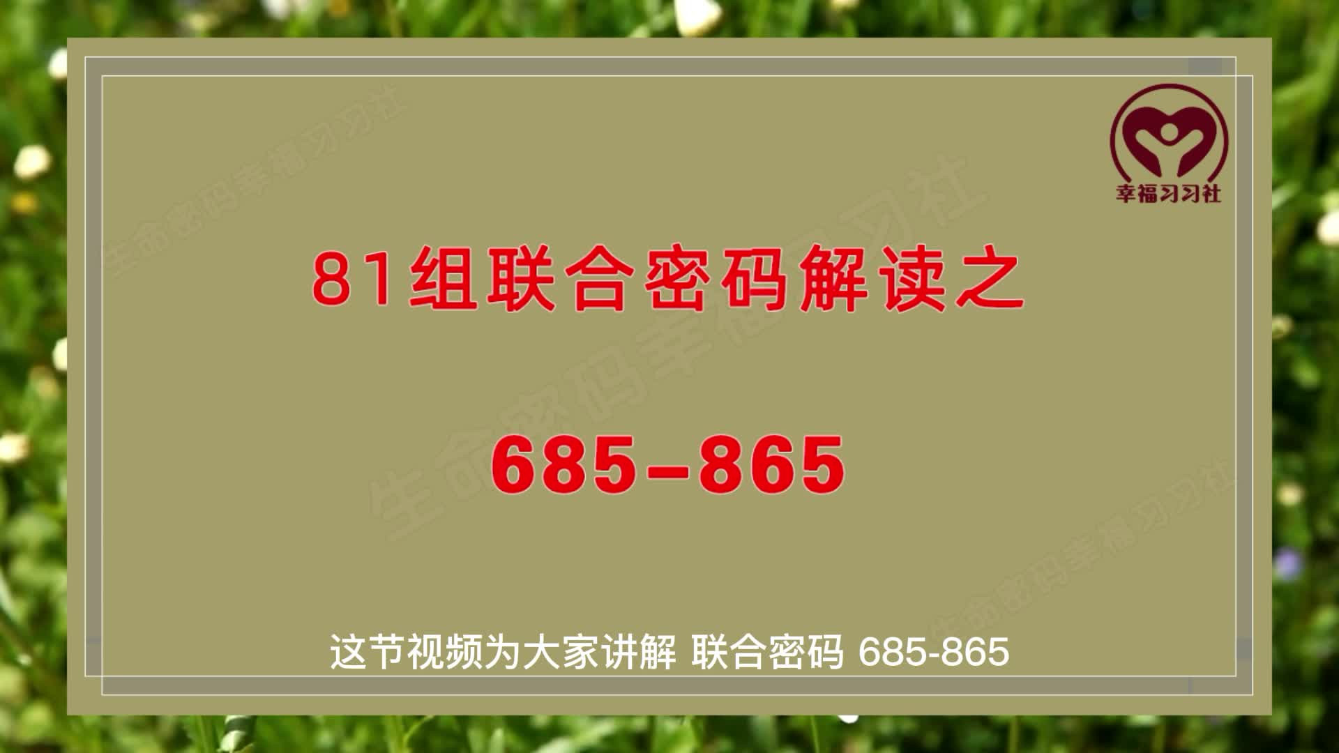 生命密码解读，81组联合密码解析之研究密码685和865