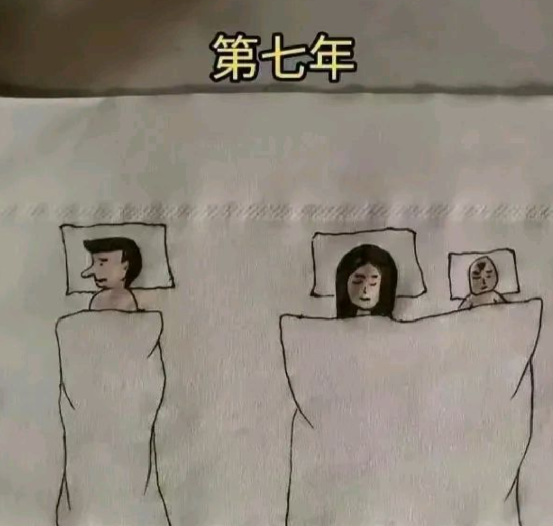 |网友用漫画呈现“婚后七年”,从第一年到第七年,睡姿太真实!