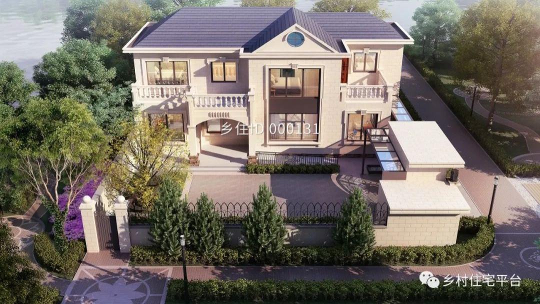 乡住免费图纸  土建造价参考54万，面宽15.3m×进深8.4m 二层欧式风格别墅