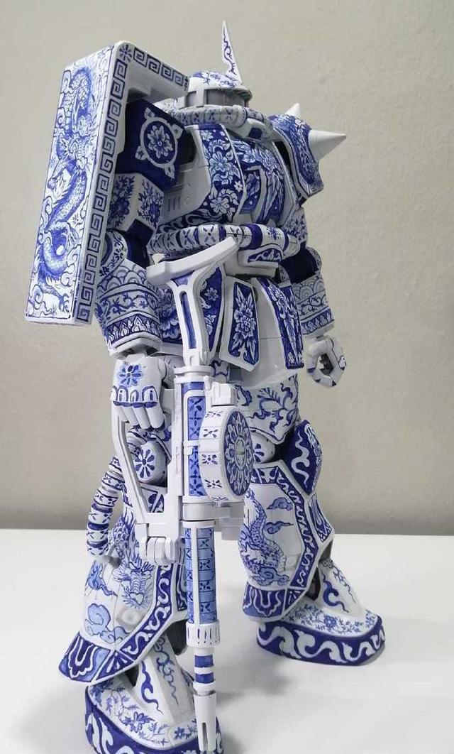模型|机动战士高达,青花瓷涂装扎古模型