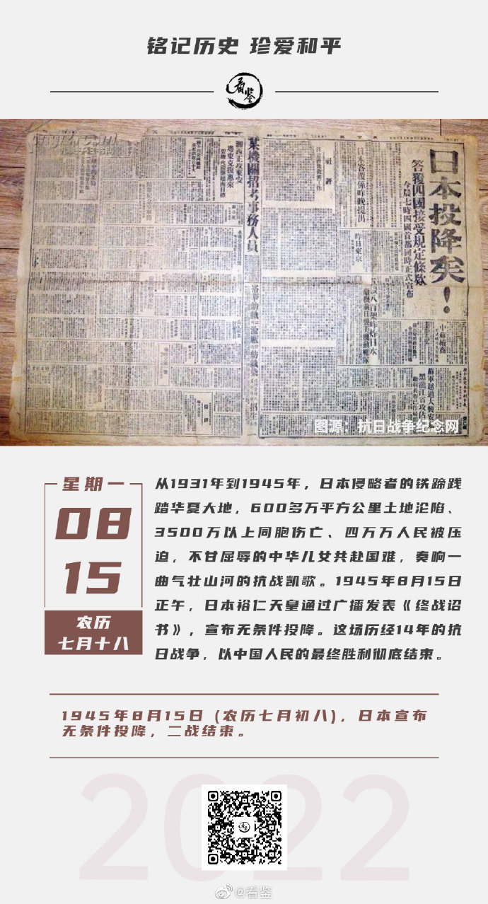 #日本投降77周年#  【铭记