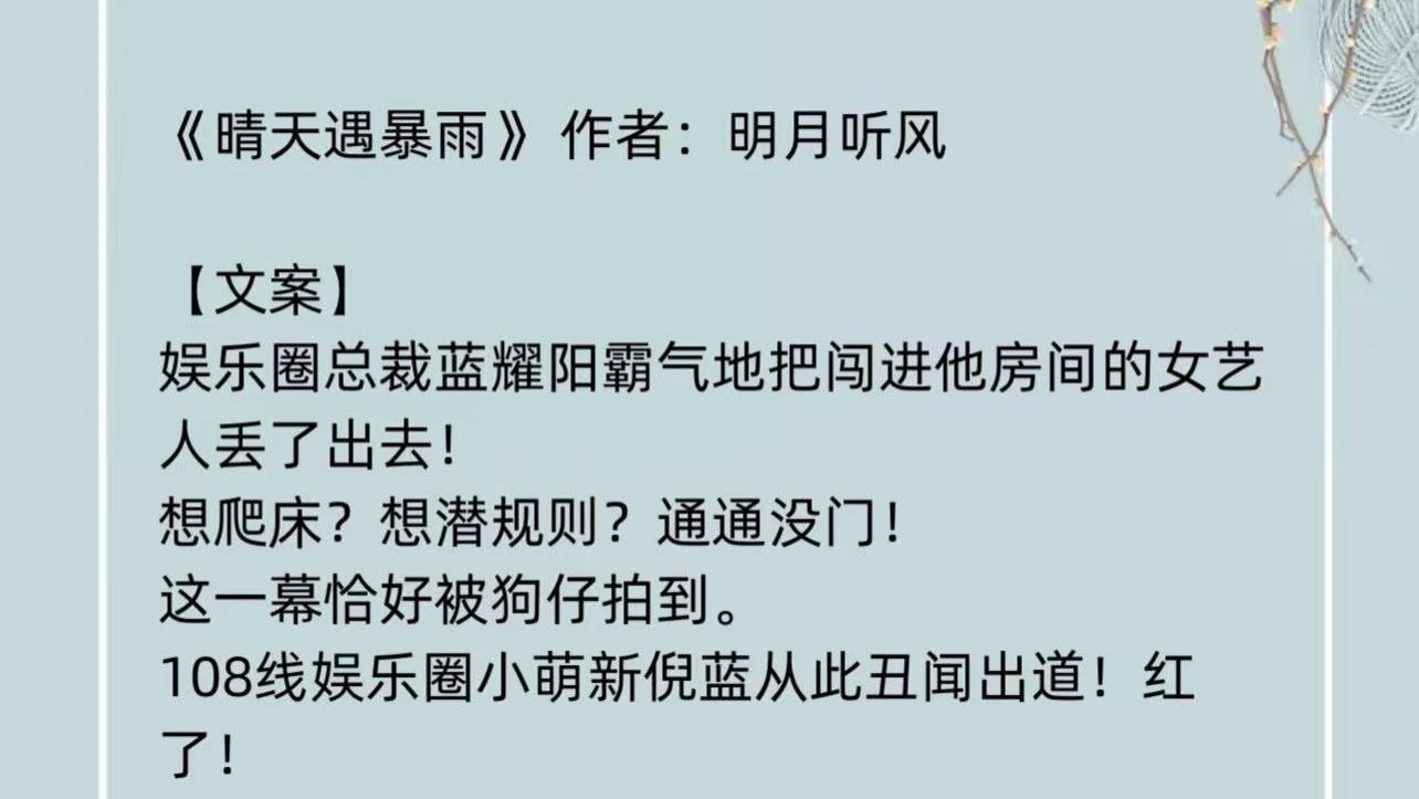 晴天遇暴雨|《晴天遇暴雨》“傻白甜”男总裁vs黑料满身女明星：起于误会，终于爱情