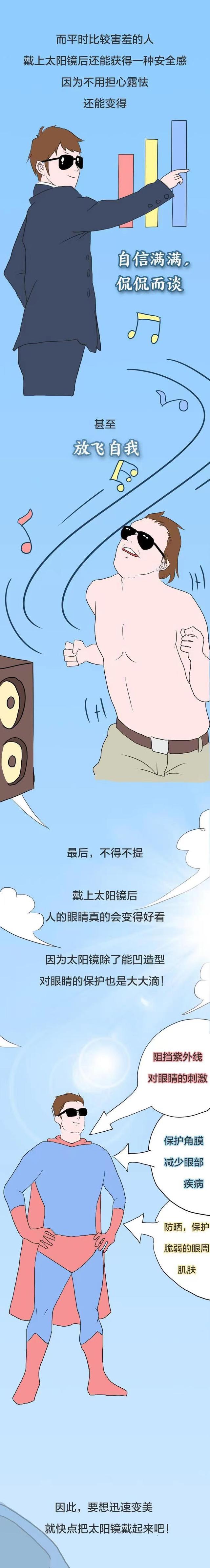 漫画|戴上太阳镜后,为啥颜值“嗖嗖上涨”?一组漫画解惑,你知道吗?