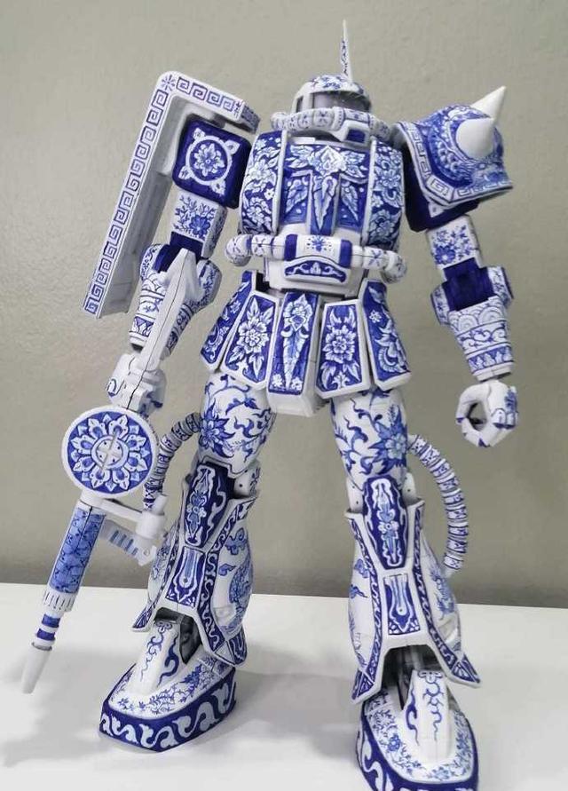 模型|机动战士高达,青花瓷涂装扎古模型