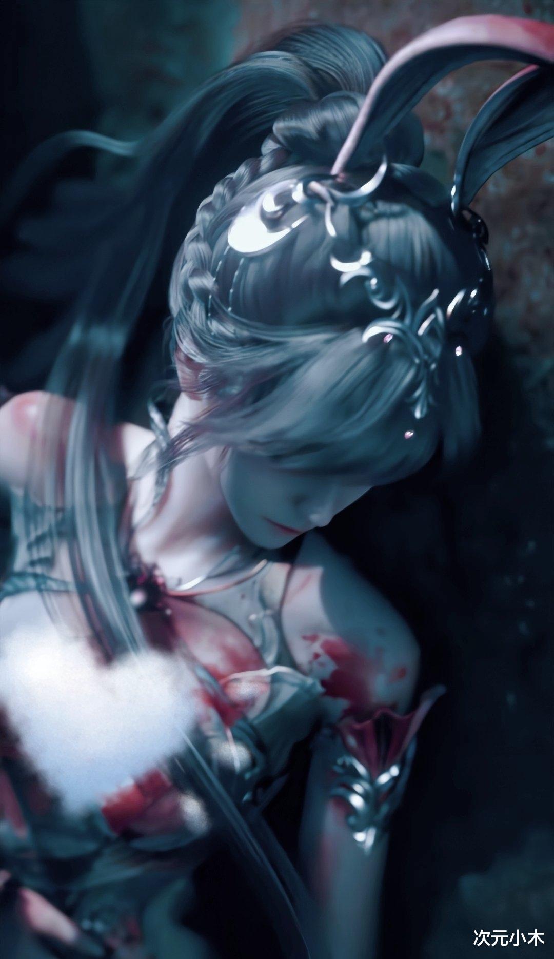 小舞|网友自制小舞战损壁纸，45度落泪绝了，样子好凄美