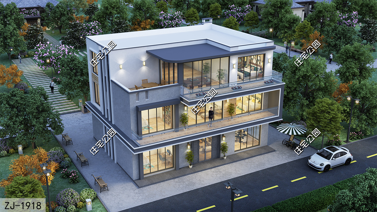 13×11米三层现代别墅，一层柴火灶、三层阳光房，实用又时尚