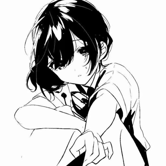 |黑白风旧漫动漫女生头像