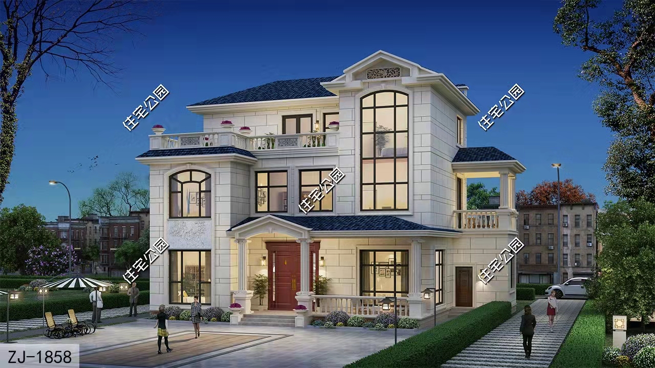 多卧室+舒适客厅+露台，16×10米豪华三层欧式别墅，颜值高有牌面