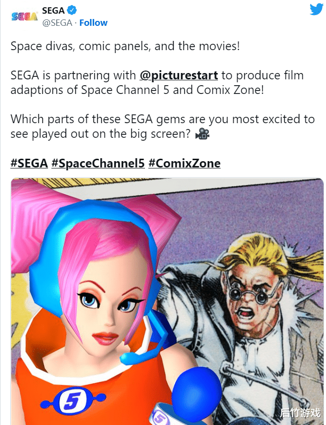 世嘉宣布将经典游戏《太空频道5》和《漫画地带》改编成电影