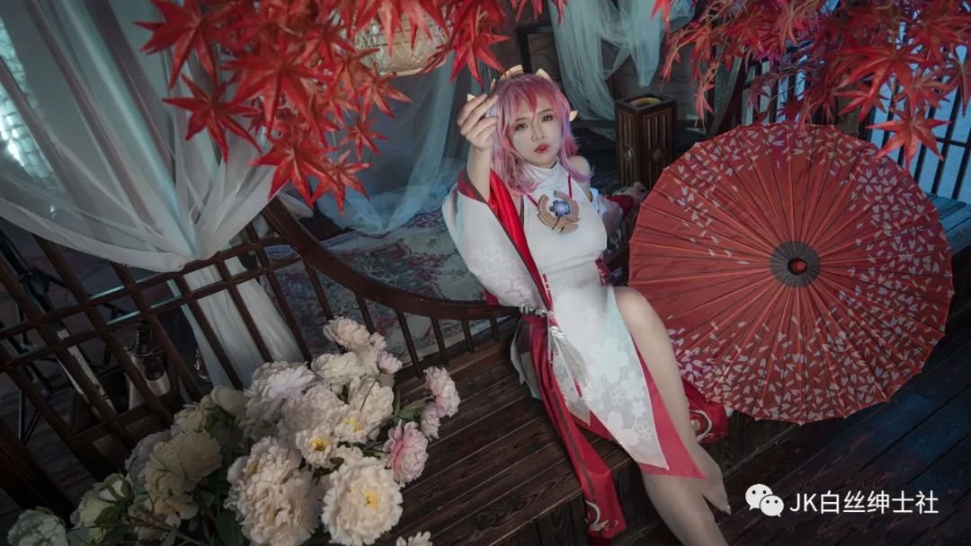 |cos:鸣神大社宫司八重神子cos正片@叶重华