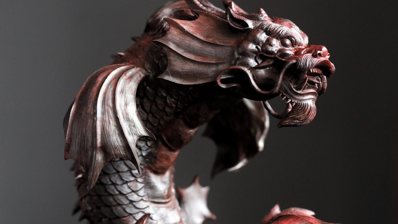 紫檀|鲤跃龙门，飞黄腾达，鱼化龙，紫檀木雕摆件