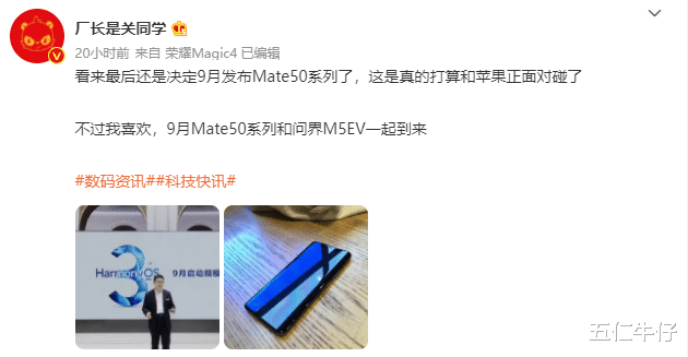 华为mate|花粉福利！鸿蒙3.0或与华为Mate 50系列同时到来，9月直接对刚苹果
