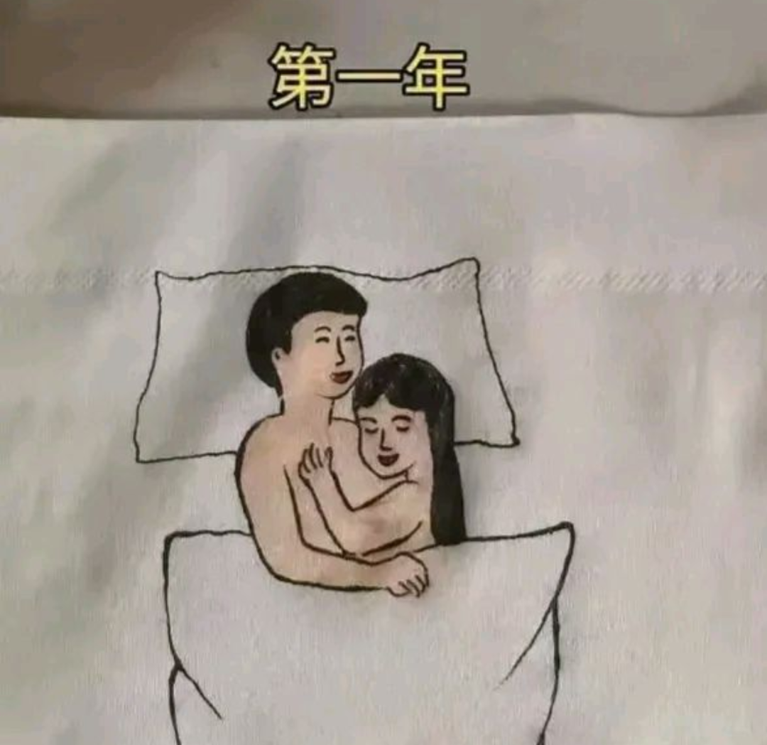 |网友用漫画呈现“婚后七年”,从第一年到第七年,睡姿太真实!