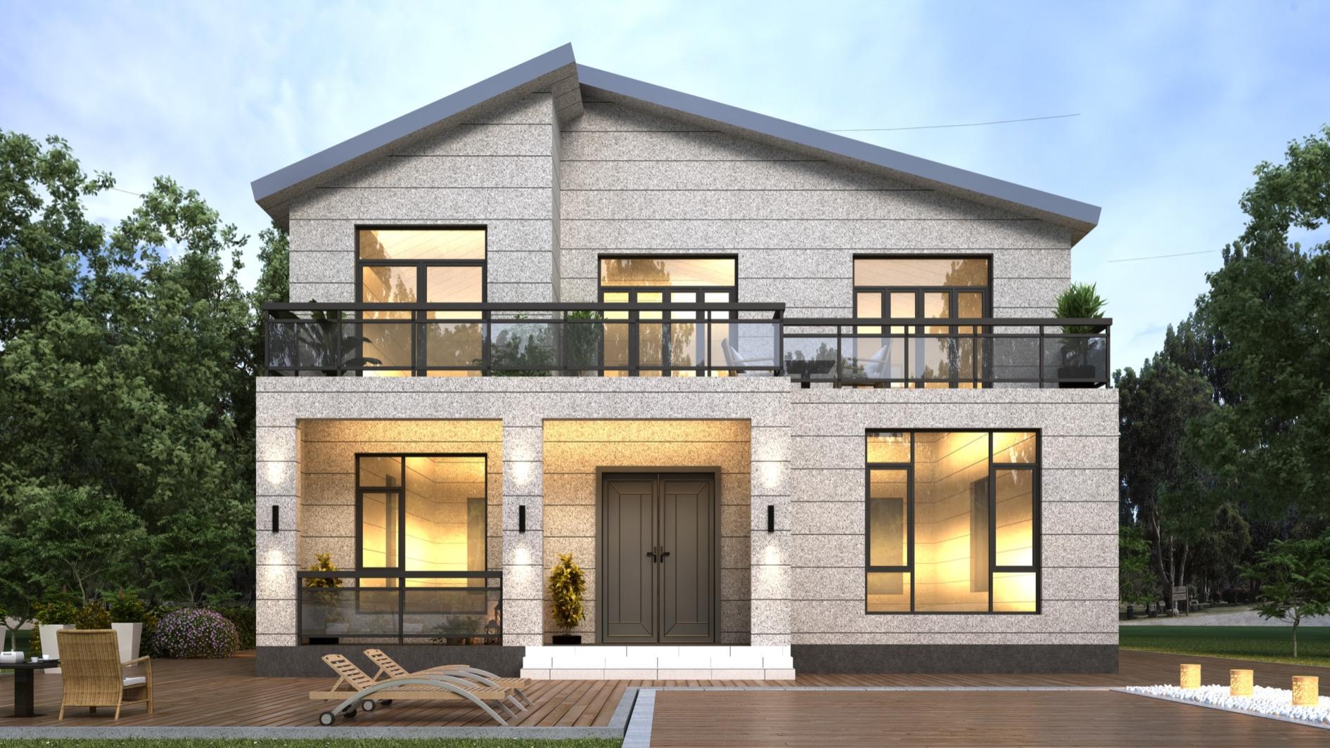 占地150平的现代二层住宅，六卧三卫布局合理舒适