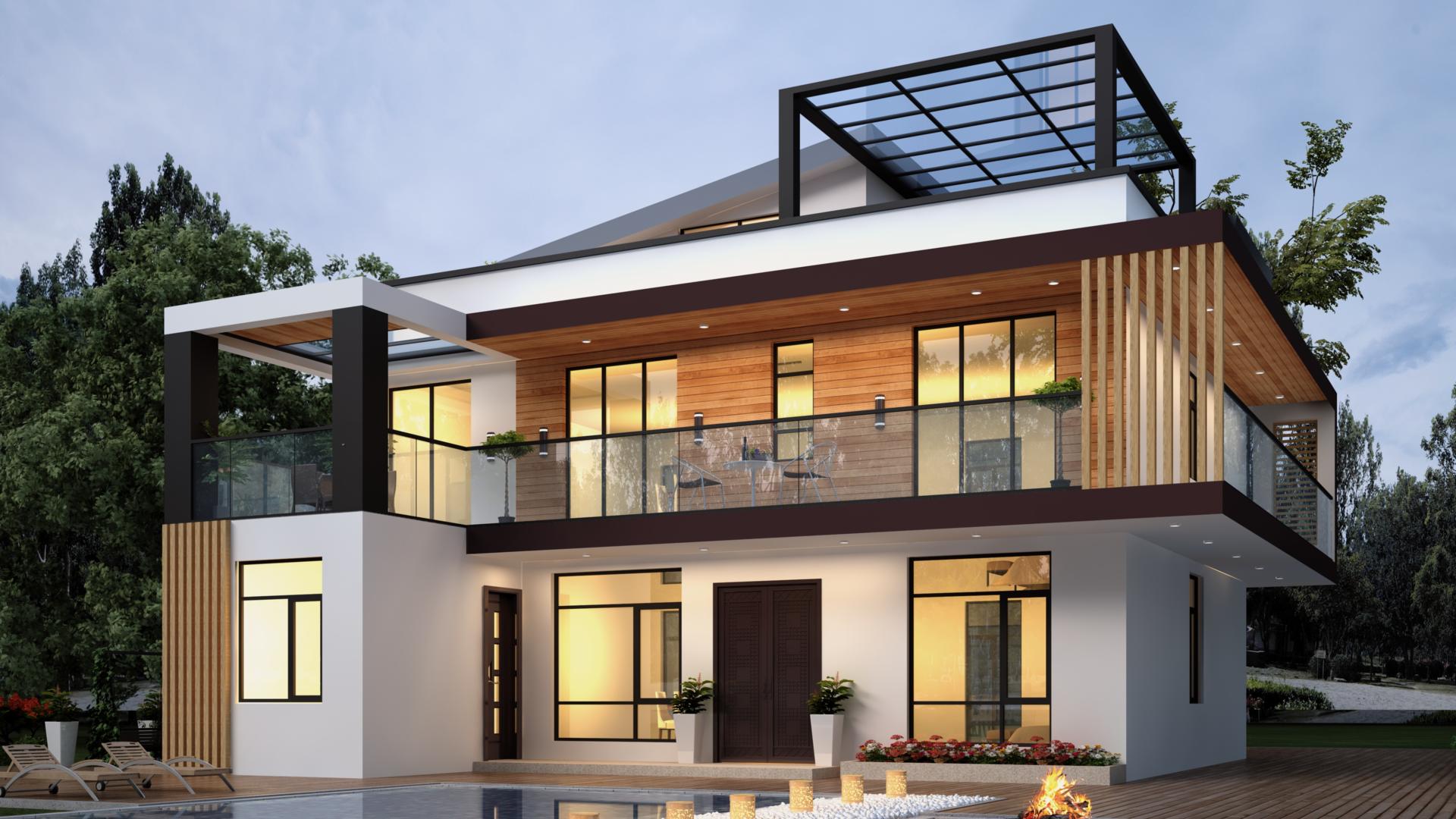 三层现代风住宅，多露台的设计舒适惬意