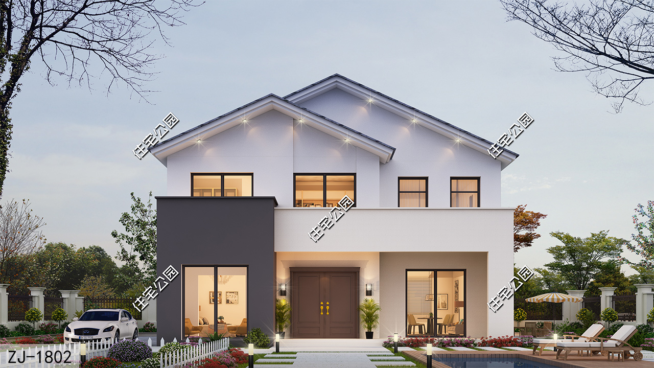 有神龛还有大阳台，新年盖这栋12×12米二层别墅，倍有面子