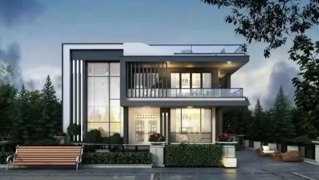 13.4×20米三层现代小别墅，L型长阳台，大开大合之间尽显豪宅气度